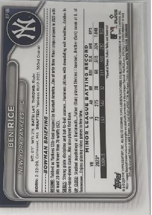 2024 Bowman Chrome Ben Rice Mega Box Mojo Refractor MLB Baseball Trading RC Rookie Card #BCP186 A87428