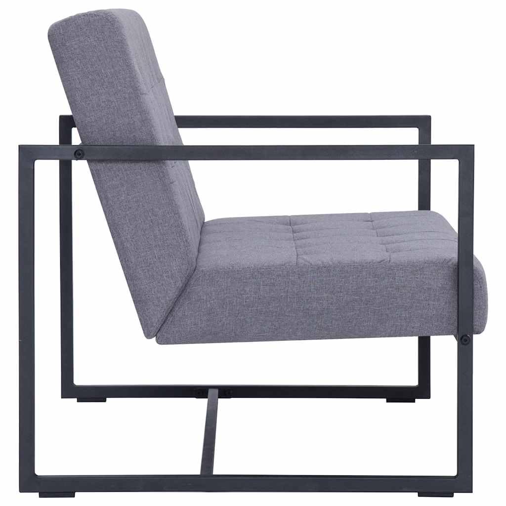 Light Gray 2-Seater Fabric Loveseat Sofa with Steel Legs A948577