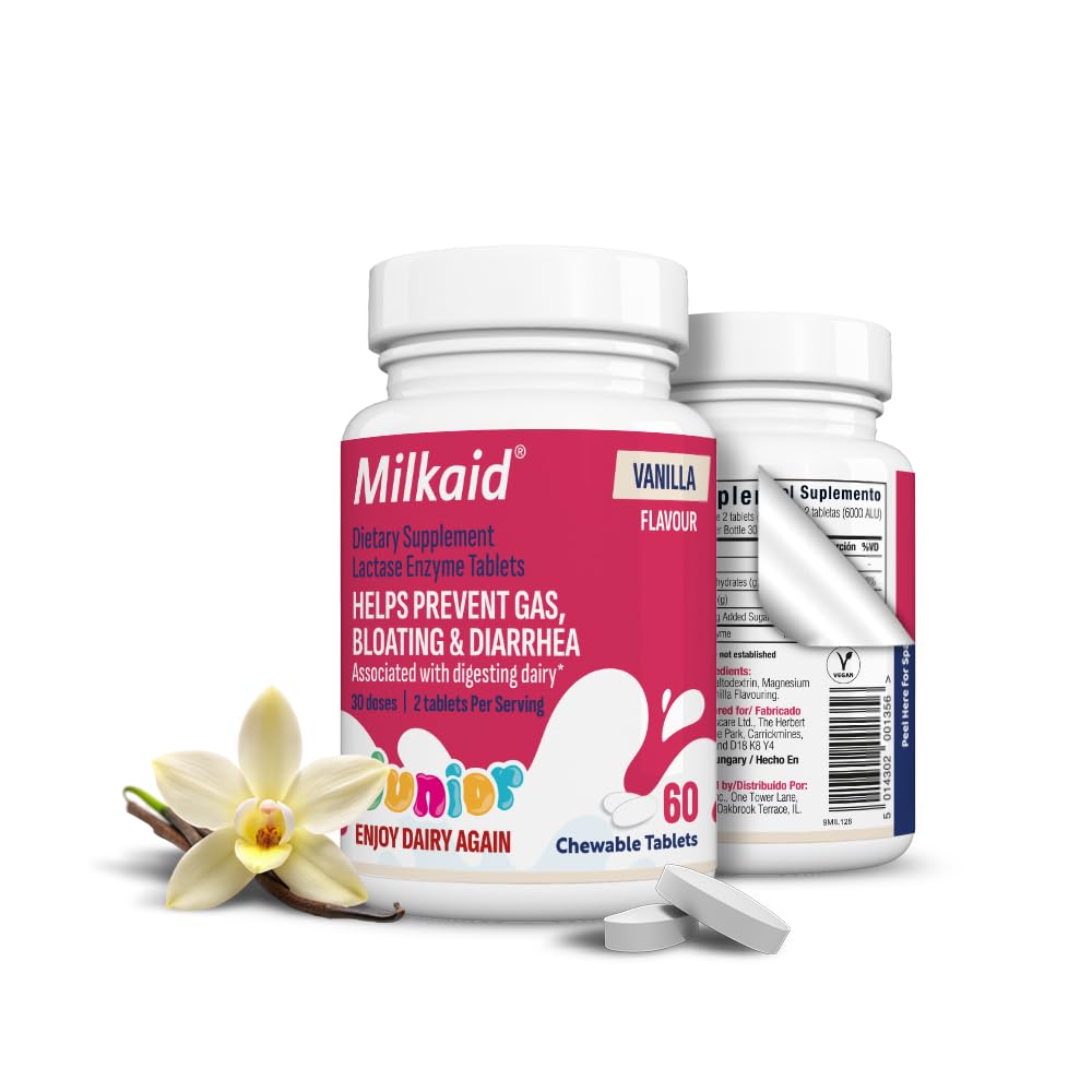 Chewable Lactase Enzyme Tablets for Lactose Intolerance, 60 ct Vanilla J889