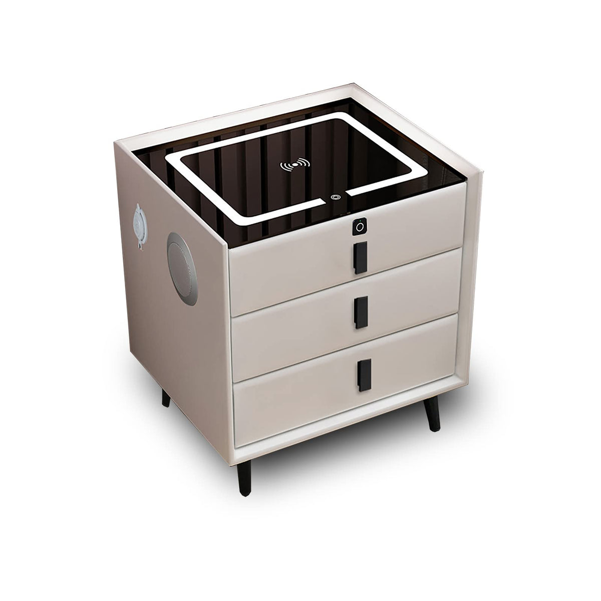 White 3 Drawer Nightstand with Charging Station R7625