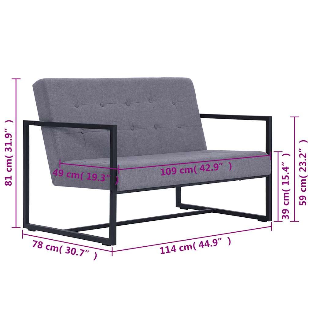 Light Gray 2-Seater Fabric Loveseat Sofa with Steel Legs A948577