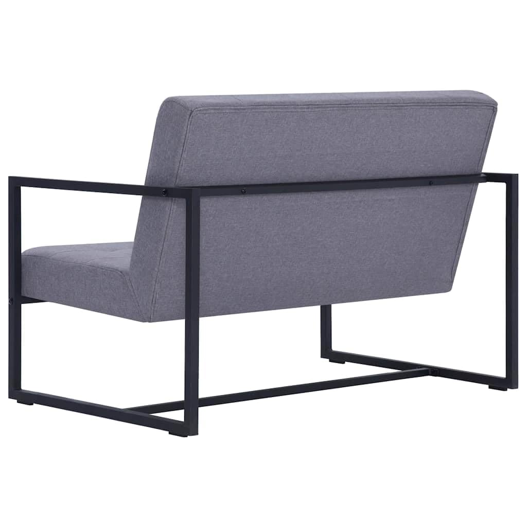 Light Gray 2-Seater Fabric Loveseat Sofa with Steel Legs A948577