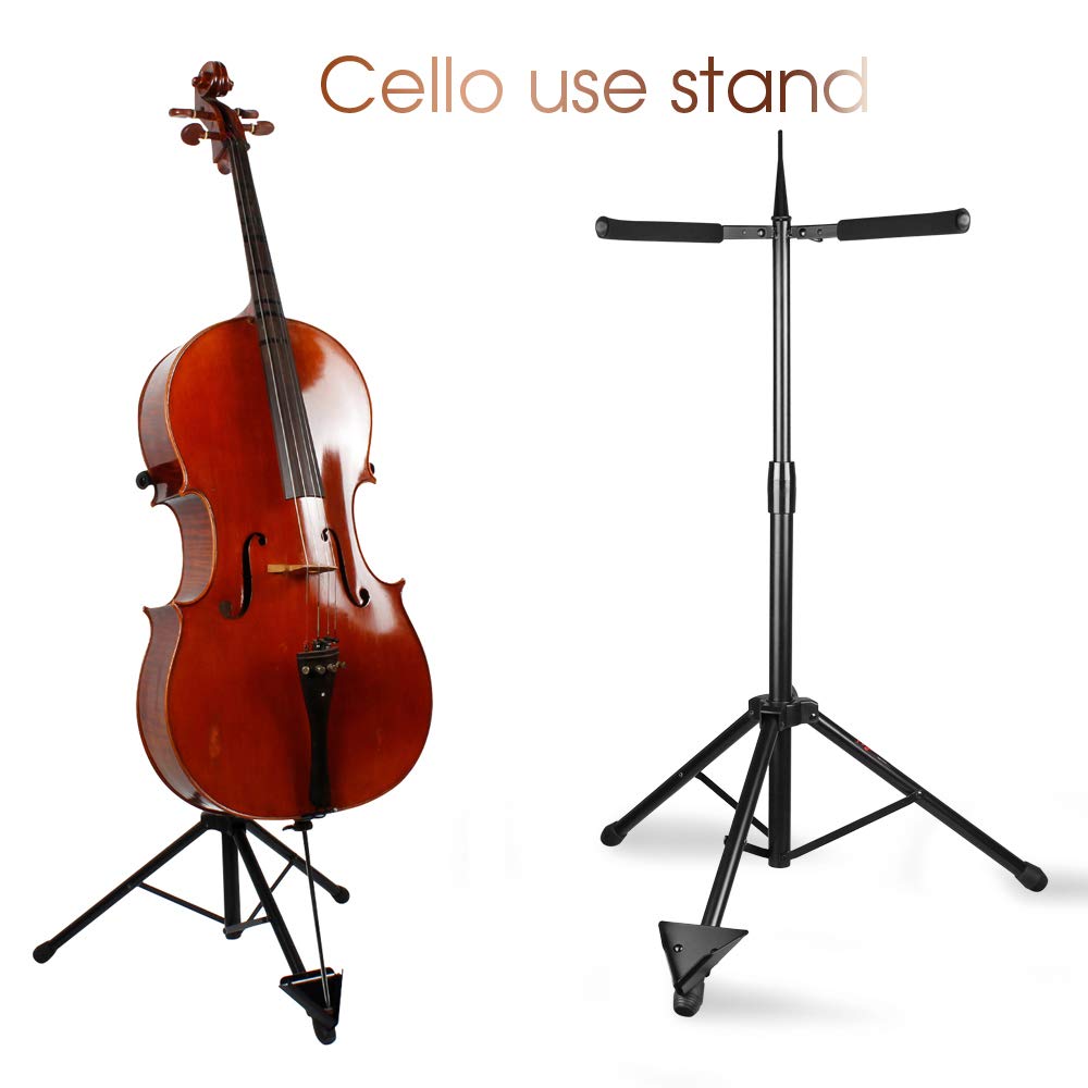 Adjustable Foldable Cello Stand with Bow Hook B5109