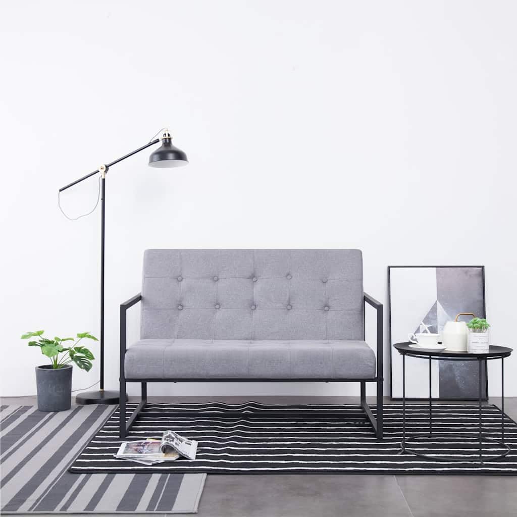 Light Gray 2-Seater Fabric Loveseat Sofa with Steel Legs A948577