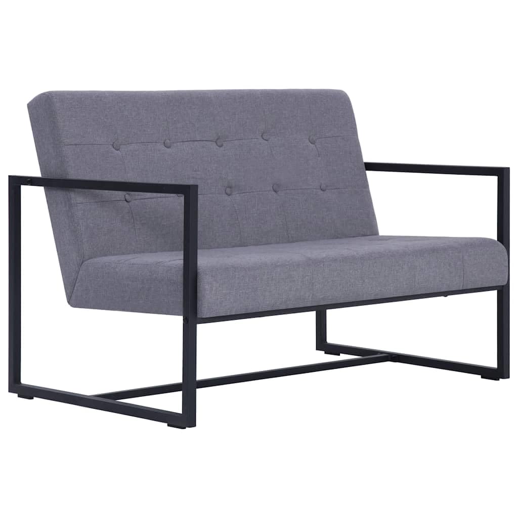 Light Gray 2-Seater Fabric Loveseat Sofa with Steel Legs A948577