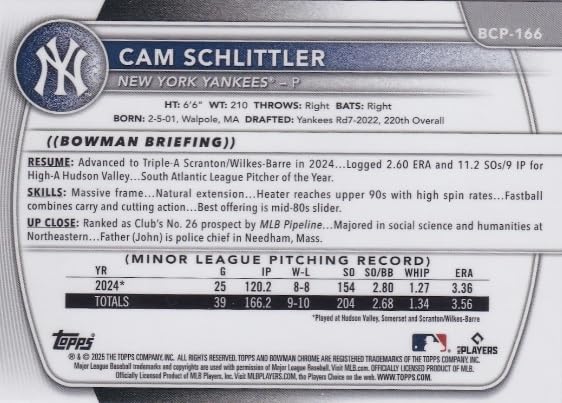 2025 Bowman Chrome Prospects Baseball Trading Card V6113