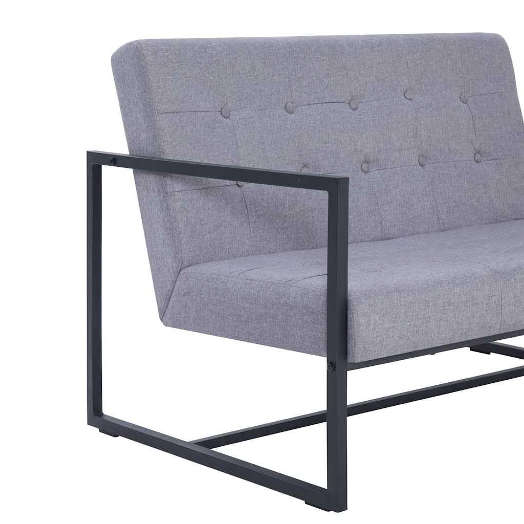 Light Gray 2-Seater Fabric Loveseat Sofa with Steel Legs A948577