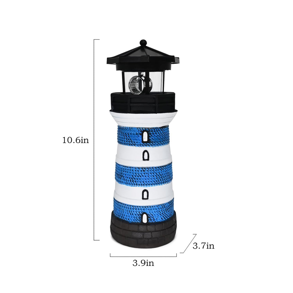 Solar Lighthouse Rotating Beacon Led Yard Statue B4988