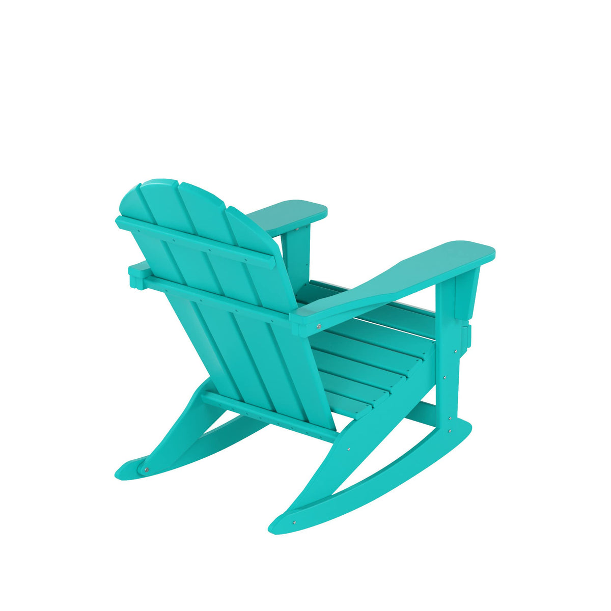 HDPE Turquoise Poly Adirondack Rocking Chair 3-Piece Set with Side Table E153848