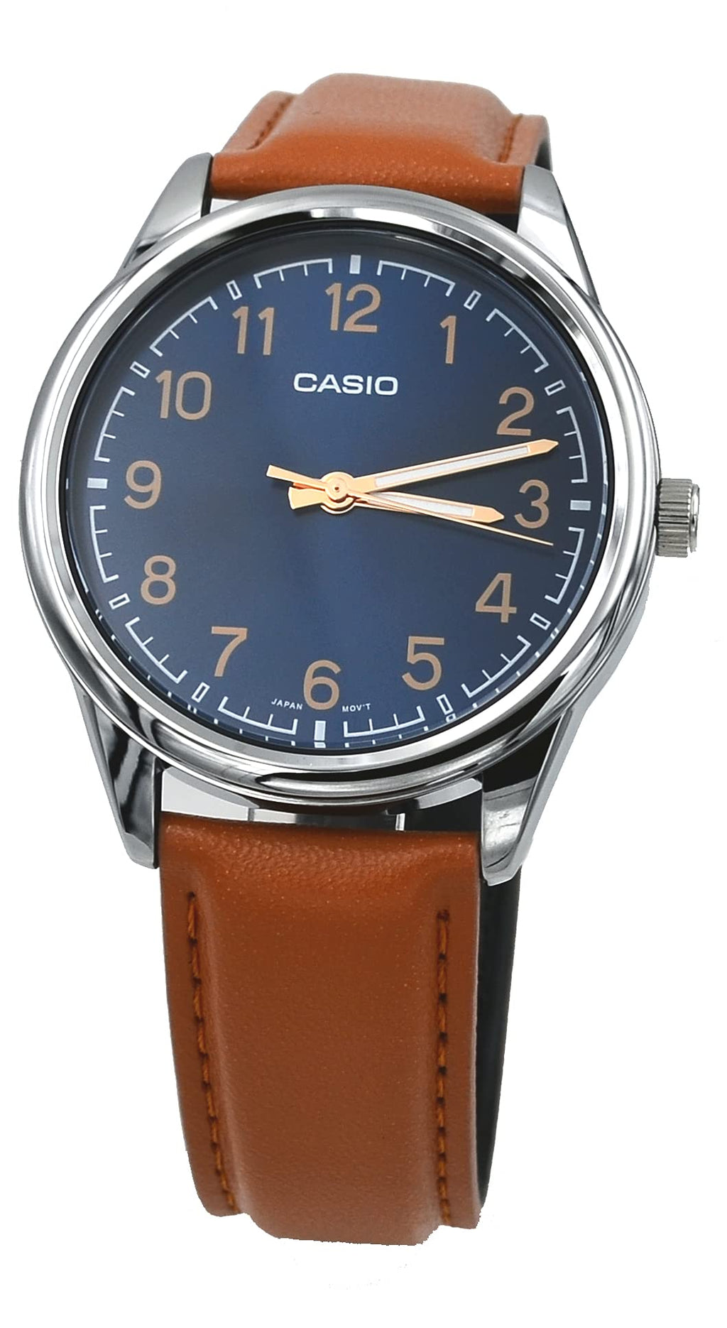Men's Analog Tan Leather Band Blue Numbers Dial Watch M150604