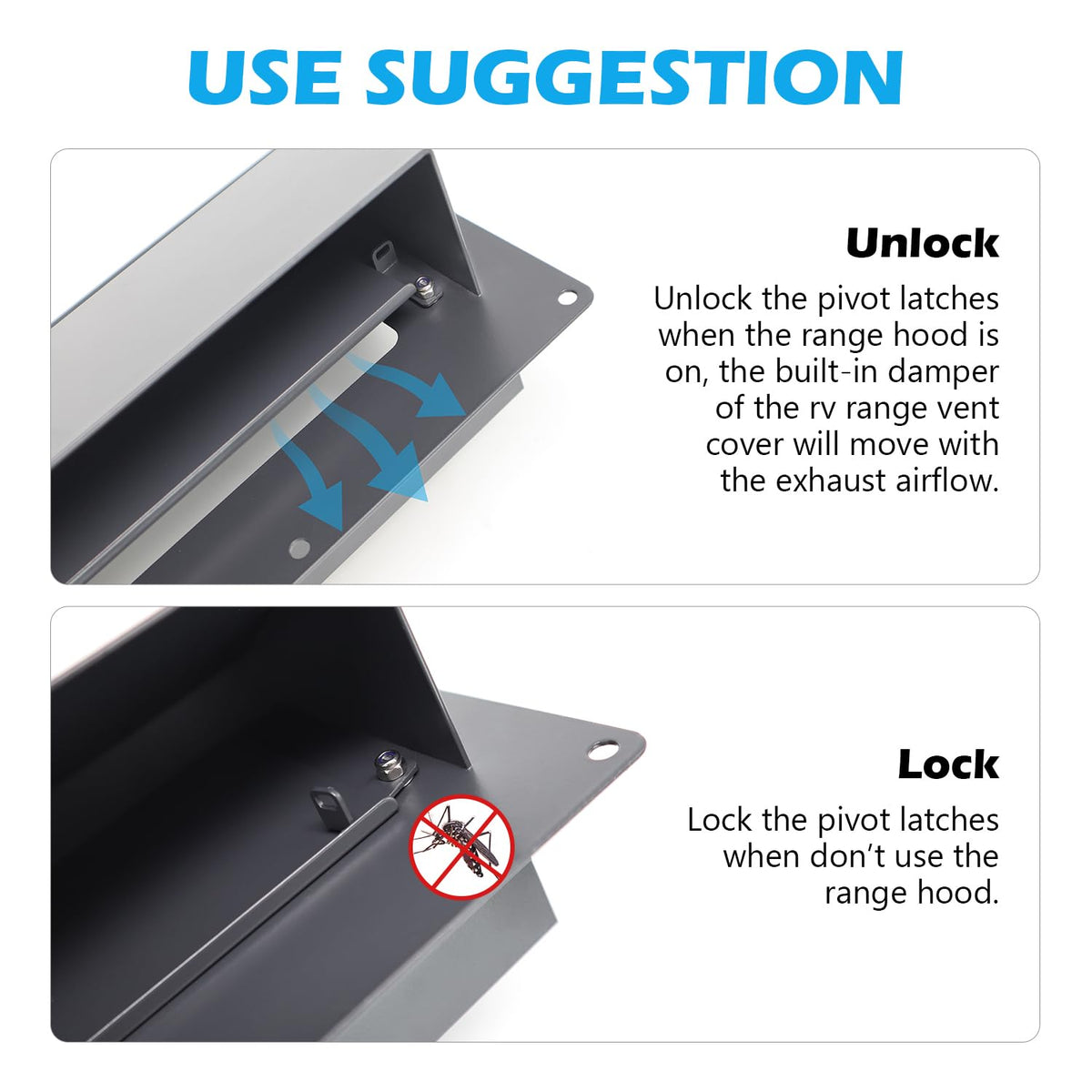 Metal RV Range Hood Vent Cover Replacement (10-1/4") Q415