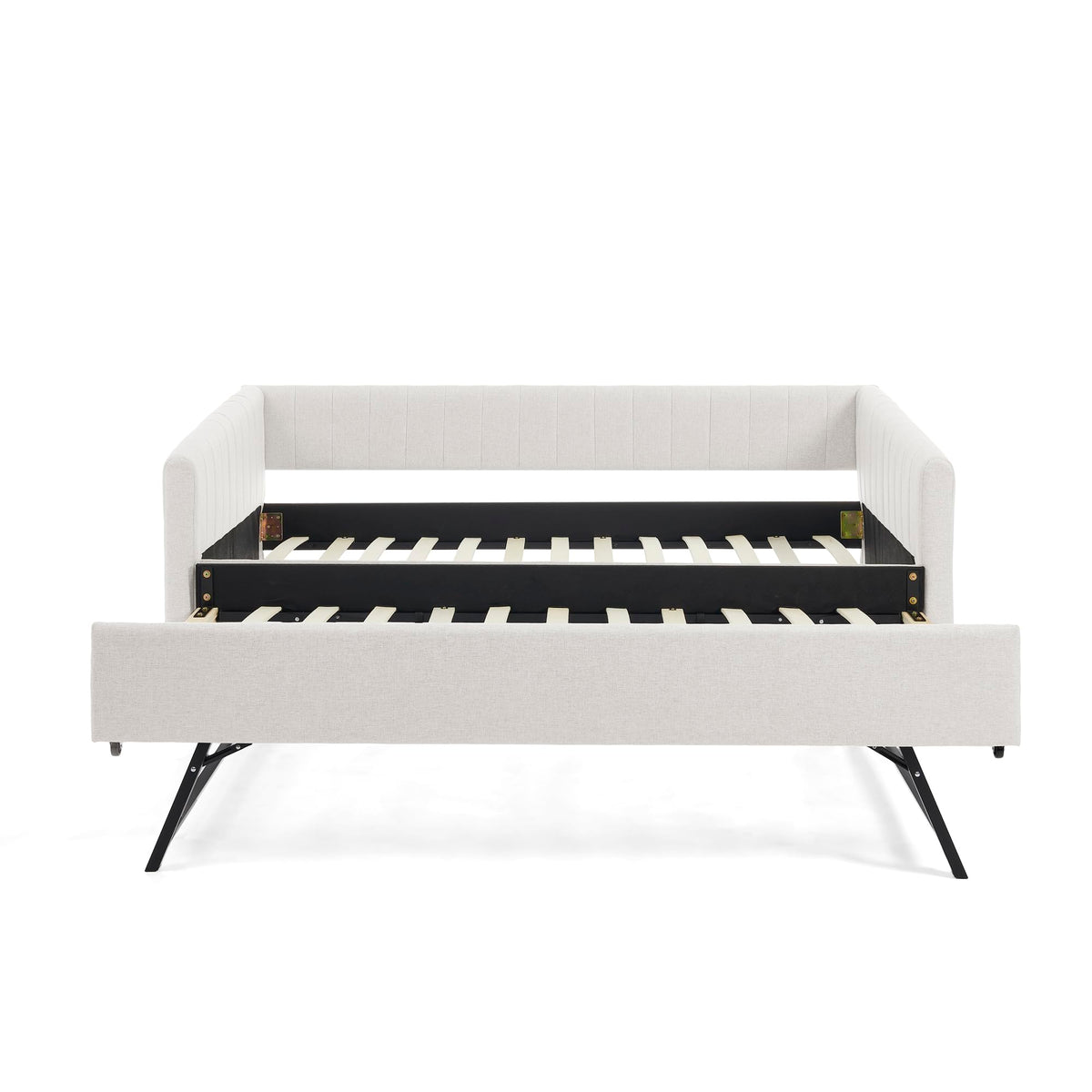 Twin Size Upholstery Daybed with Trundle and Vertical Stripes F215