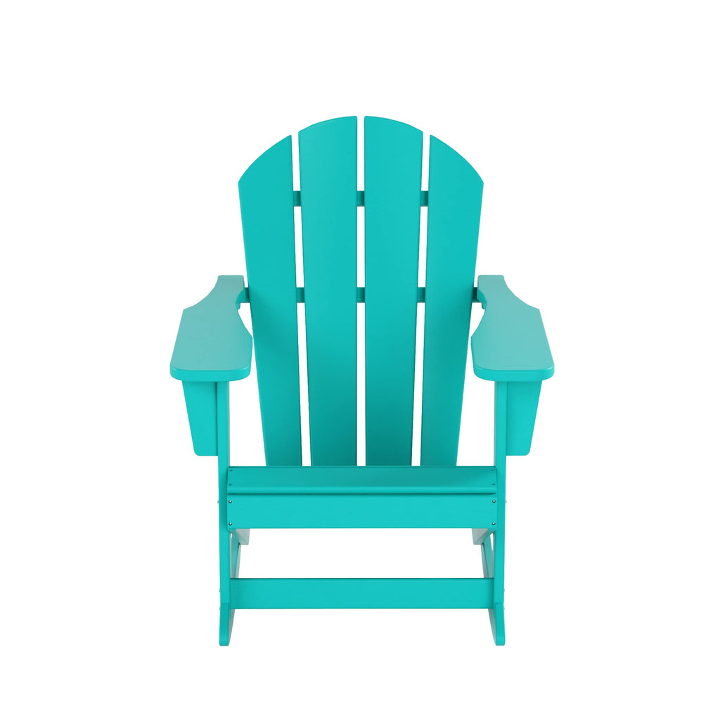 HDPE Turquoise Poly Adirondack Rocking Chair 3-Piece Set with Side Table E153848