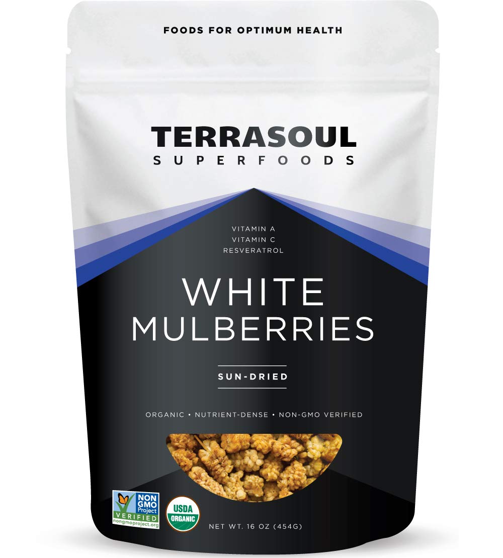 Organic Sun-dried White Mulberries, 2 Lbs (Pack of 2) F7916