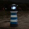 Solar Lighthouse Rotating Beacon Led Yard Statue B4988