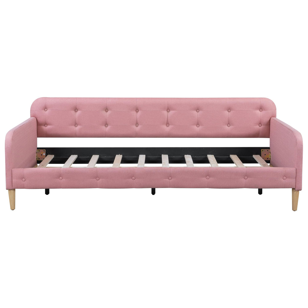 Twin Linen Upholstered Daybed Sofa Bed with Button Tufted Design P8092