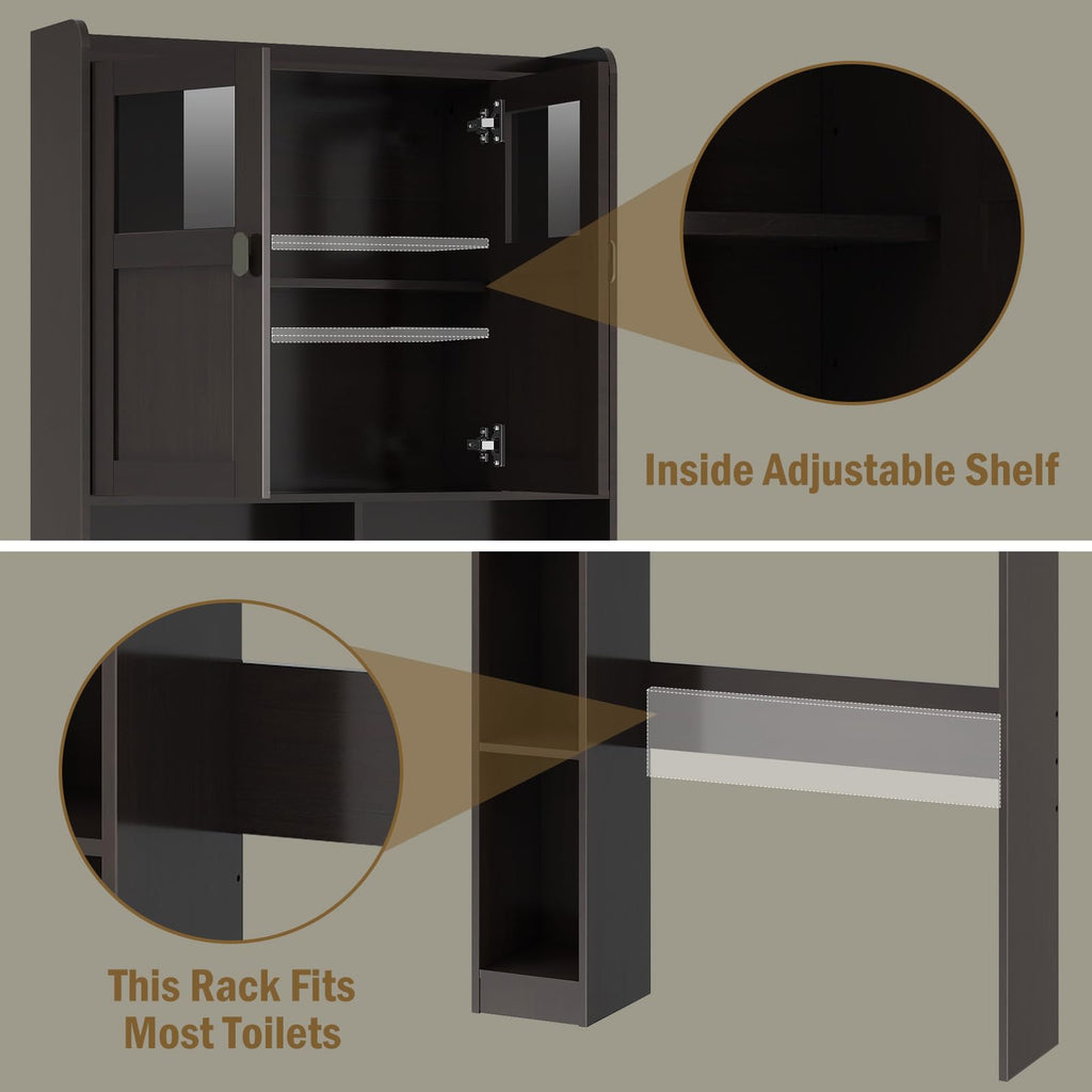 Over The Toilet Storage Cabinet with Doors and Shelves H730