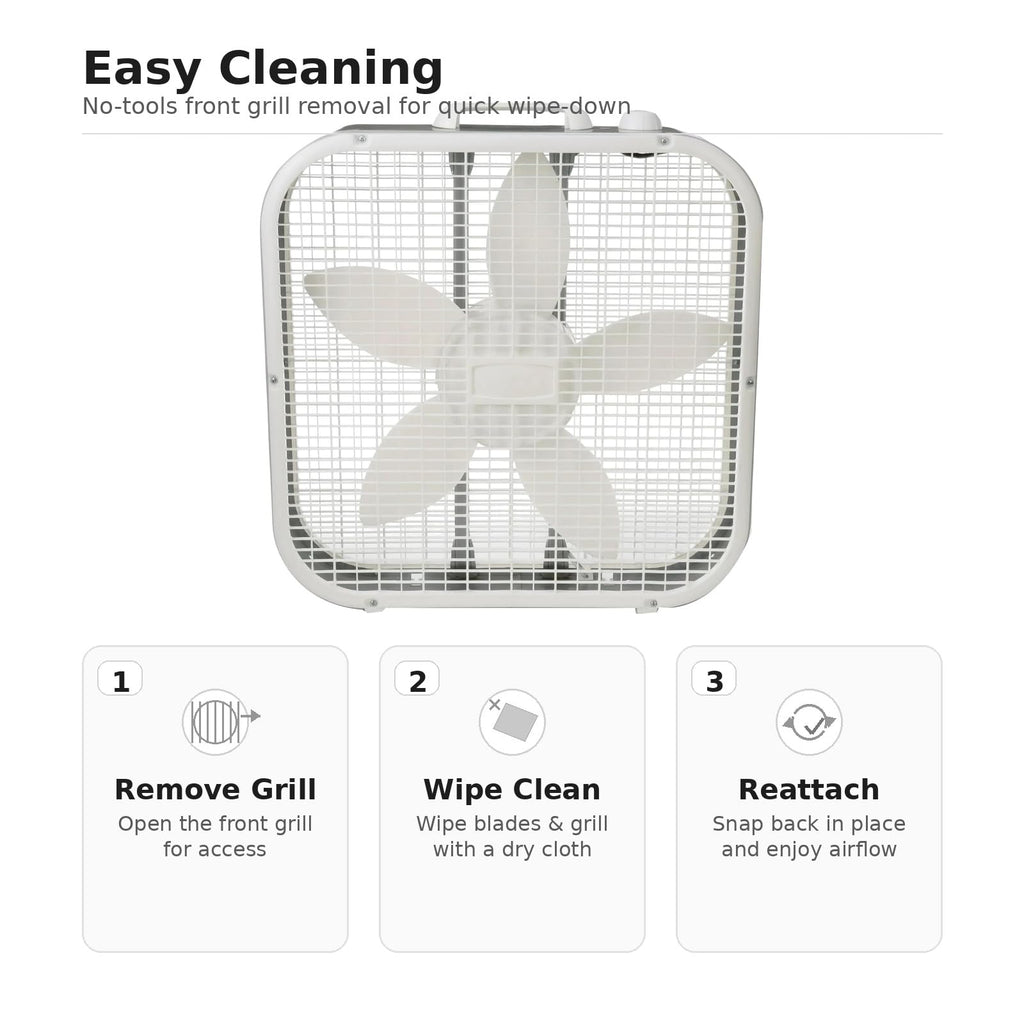 20 Inch 3 Speed Portable Floor Fan with Removable Grill, White C431023