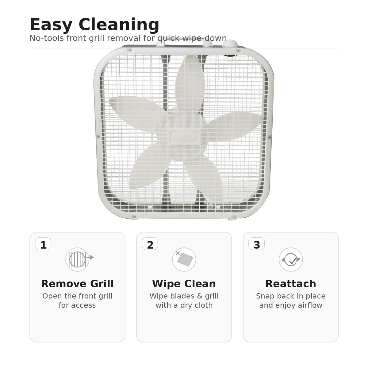 20 Inch 3 Speed Portable Floor Fan with Removable Grill, White C431023