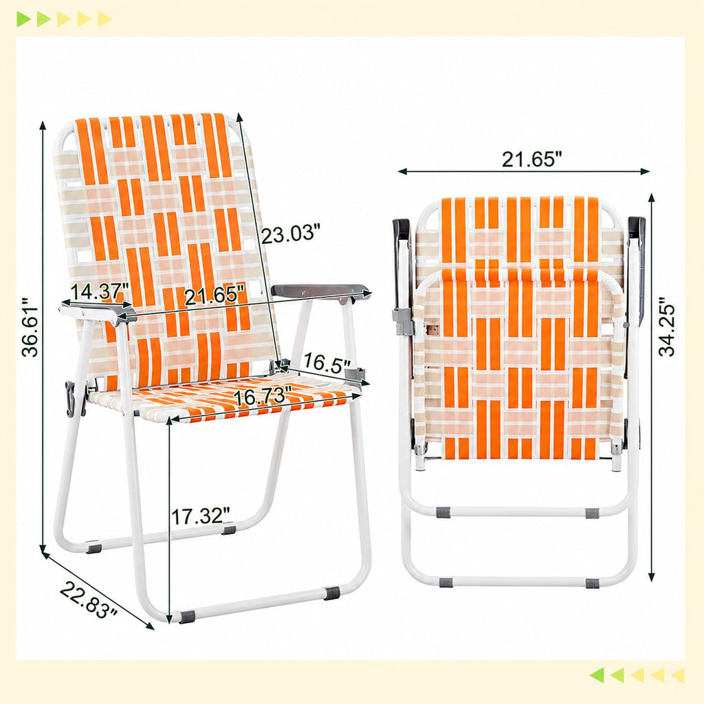 Webbed Foldable Metal Patio Chairs Set of 2 J86473