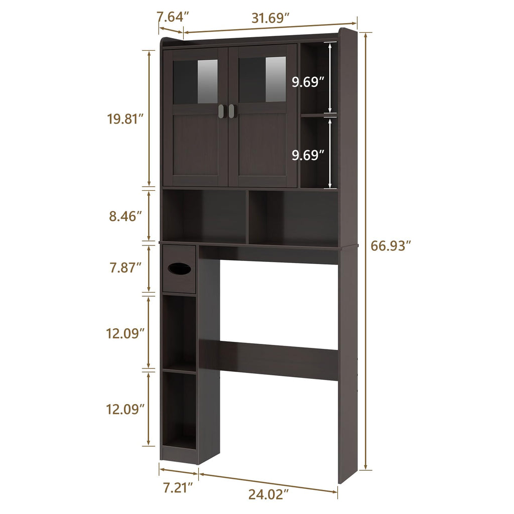 Over The Toilet Storage Cabinet with Doors and Shelves H730