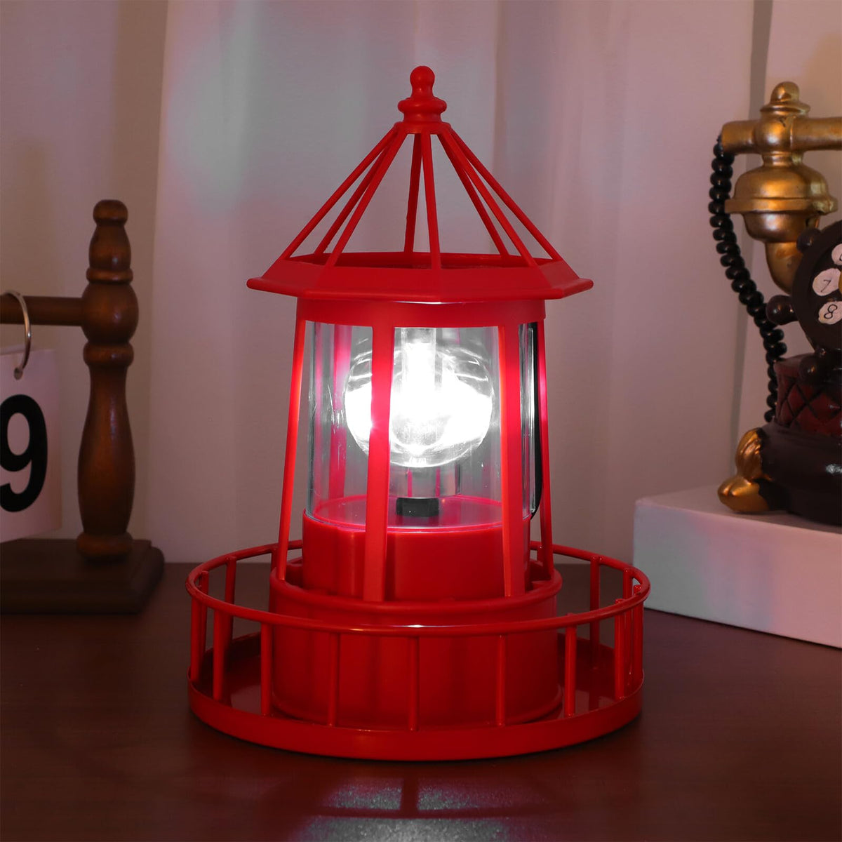 Solar Powered Rotating Lighthouse Garden Light E4505