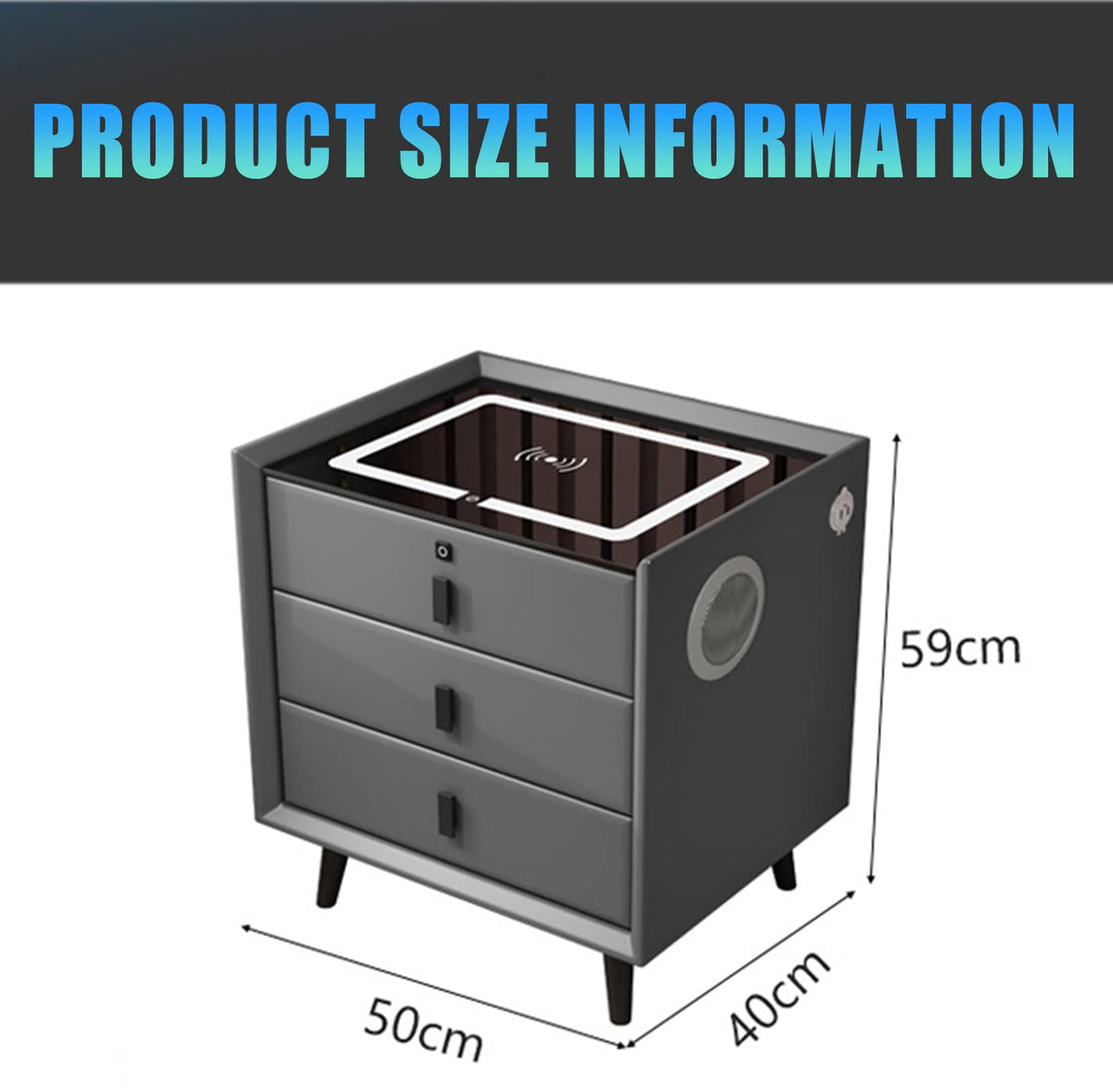 White 3 Drawer Nightstand with Charging Station R7625