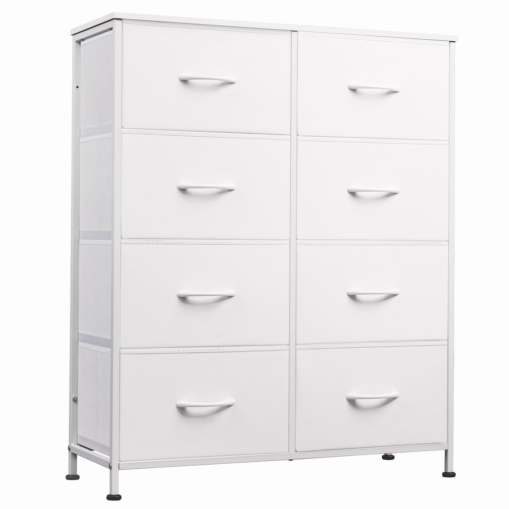 White 8 Drawer Fabric Dresser H635158