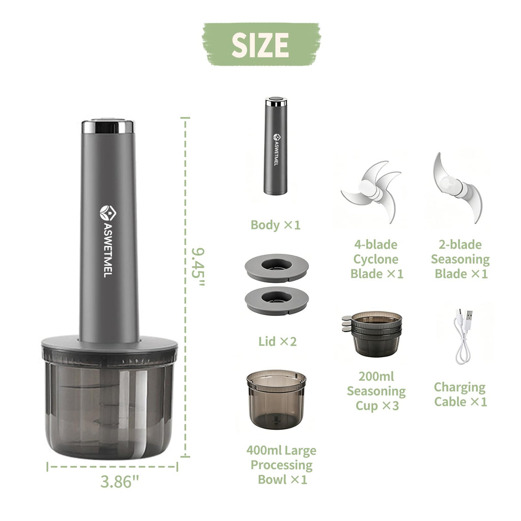 Grey 4-Cup Electric Mini Food Processor P52355