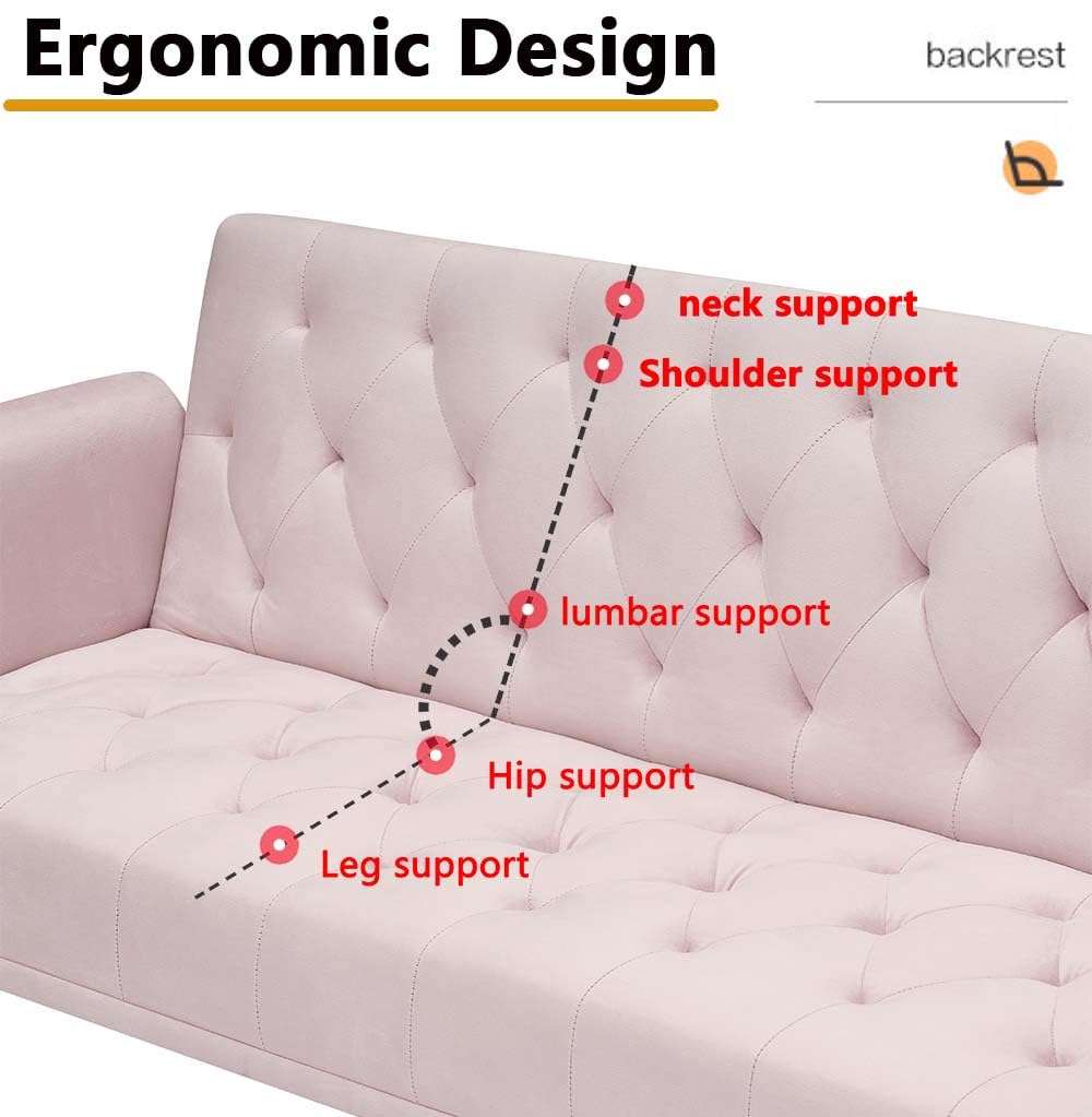 Pink Velvet Futon Sofa Bed W665537