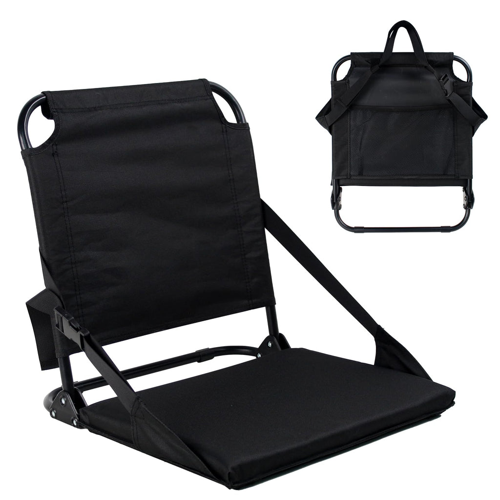Portable Stadium Seat with Back Support and Storage Pockets X83200