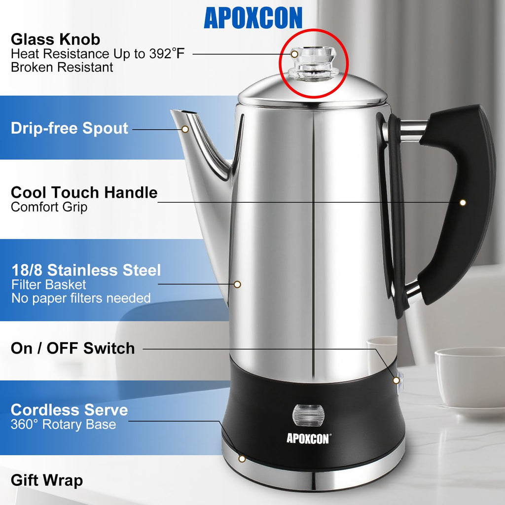 Electric Stainless Steel Coffee Percolator 12 Cup A717383