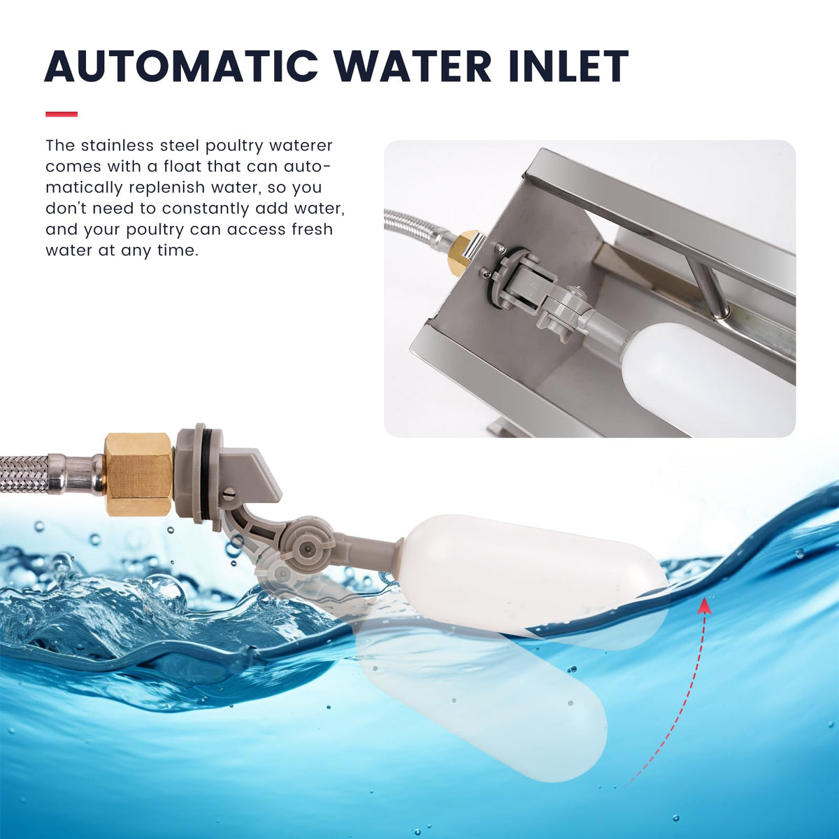 Automatic Stainless Steel Chicken Waterer with Float Valve U9207