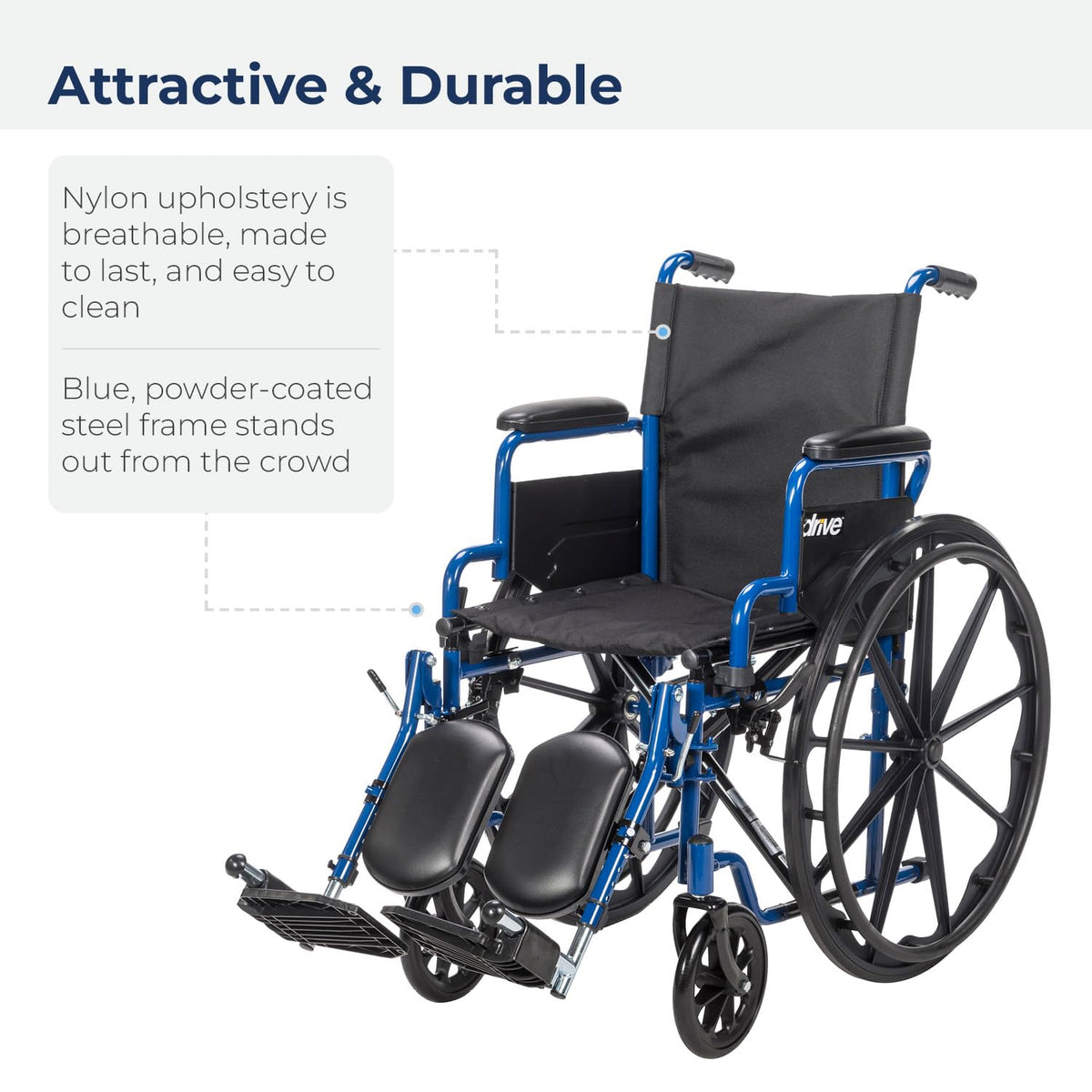 Blue Streak Foldable Wheelchair with Leg Rests M4958