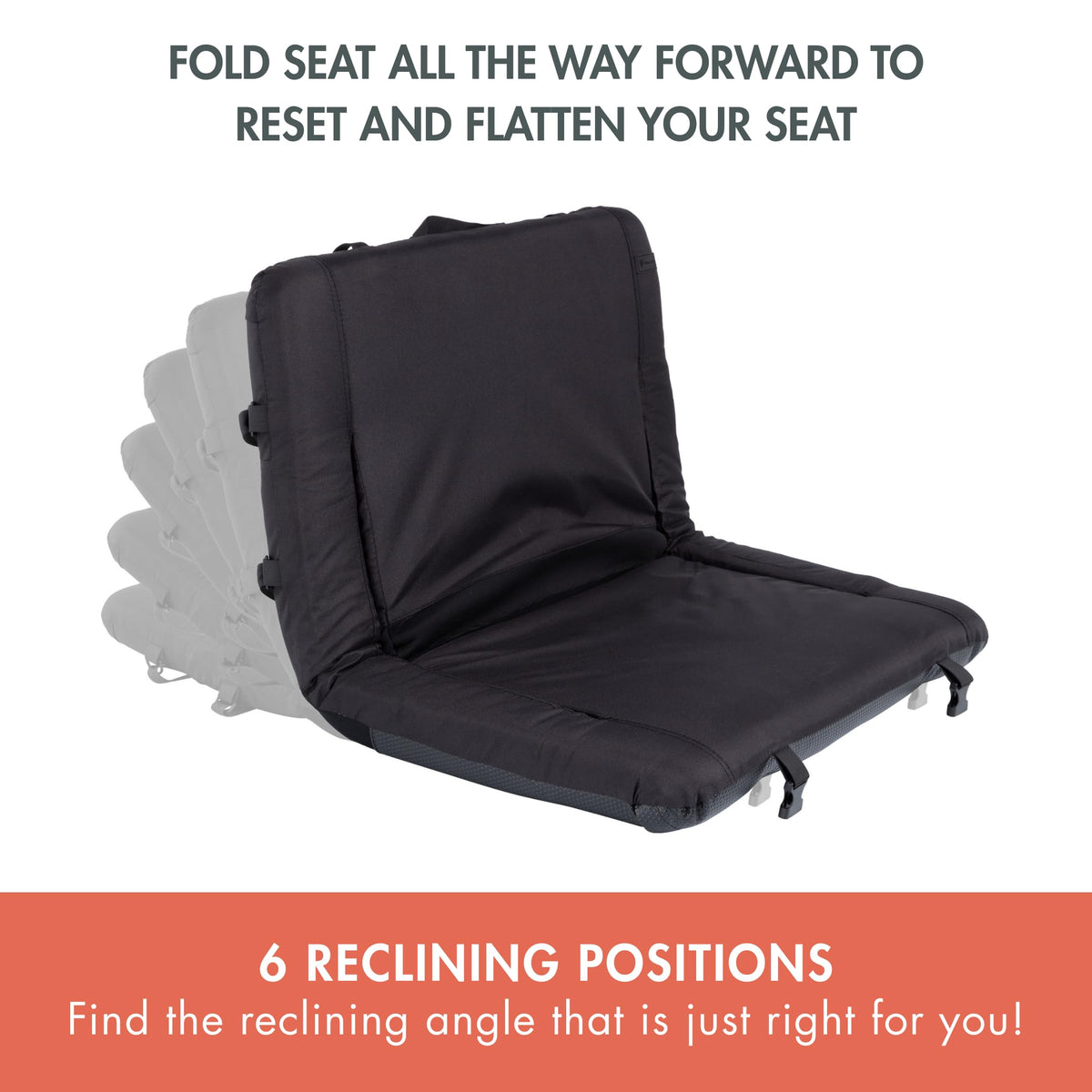 Portable Reclining Stadium Seat with Back Support, Black S14081