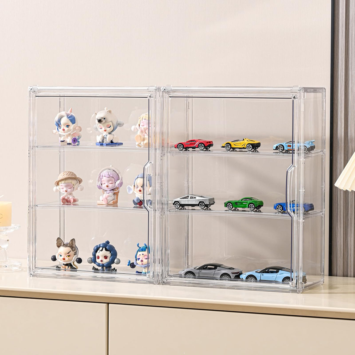 3 Tier Clear Acrylic Display Case with Magnetic Door P1767