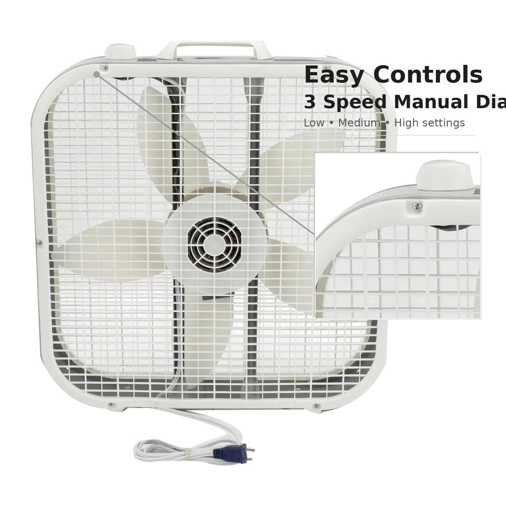 20 Inch 3 Speed Portable Floor Fan with Removable Grill, White C431023