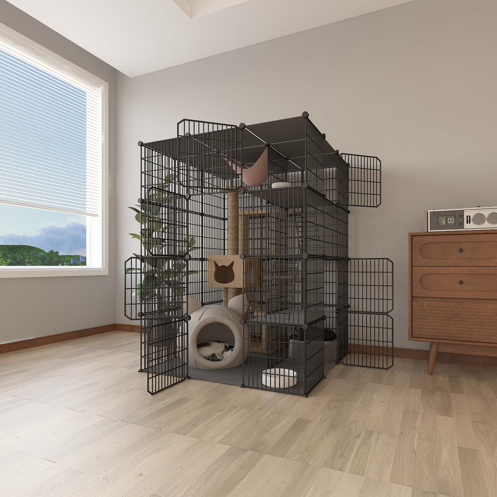 4-Tier Detachable Metal Wire Cat Cage A72186