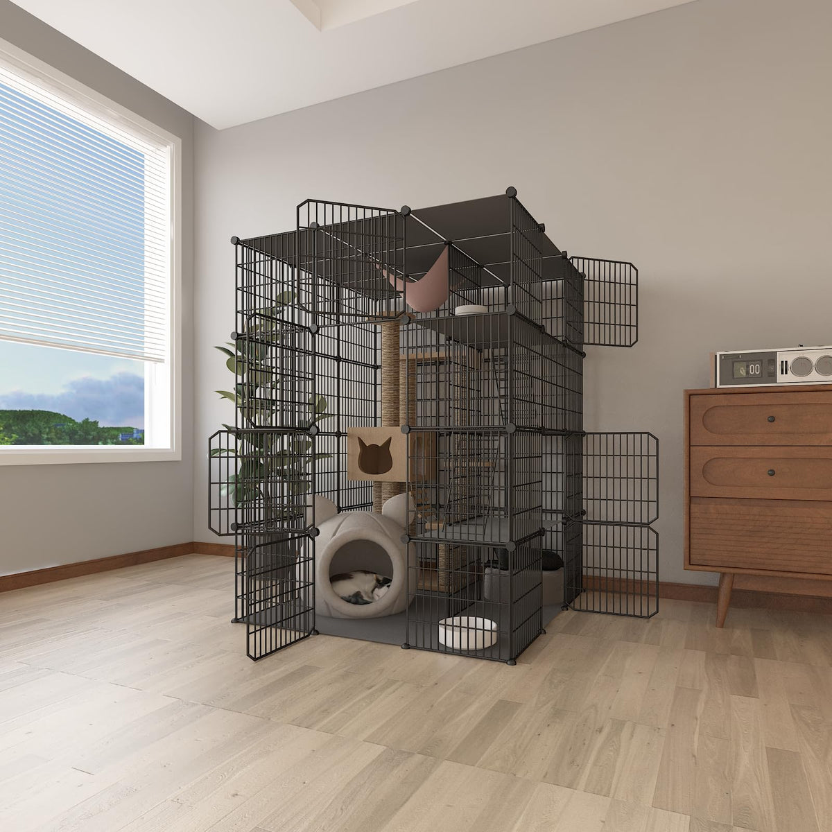 4-Tier Detachable Metal Wire Cat Cage A72186