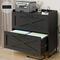 2 Drawer Black File Cabinet with Charging Station Z6693