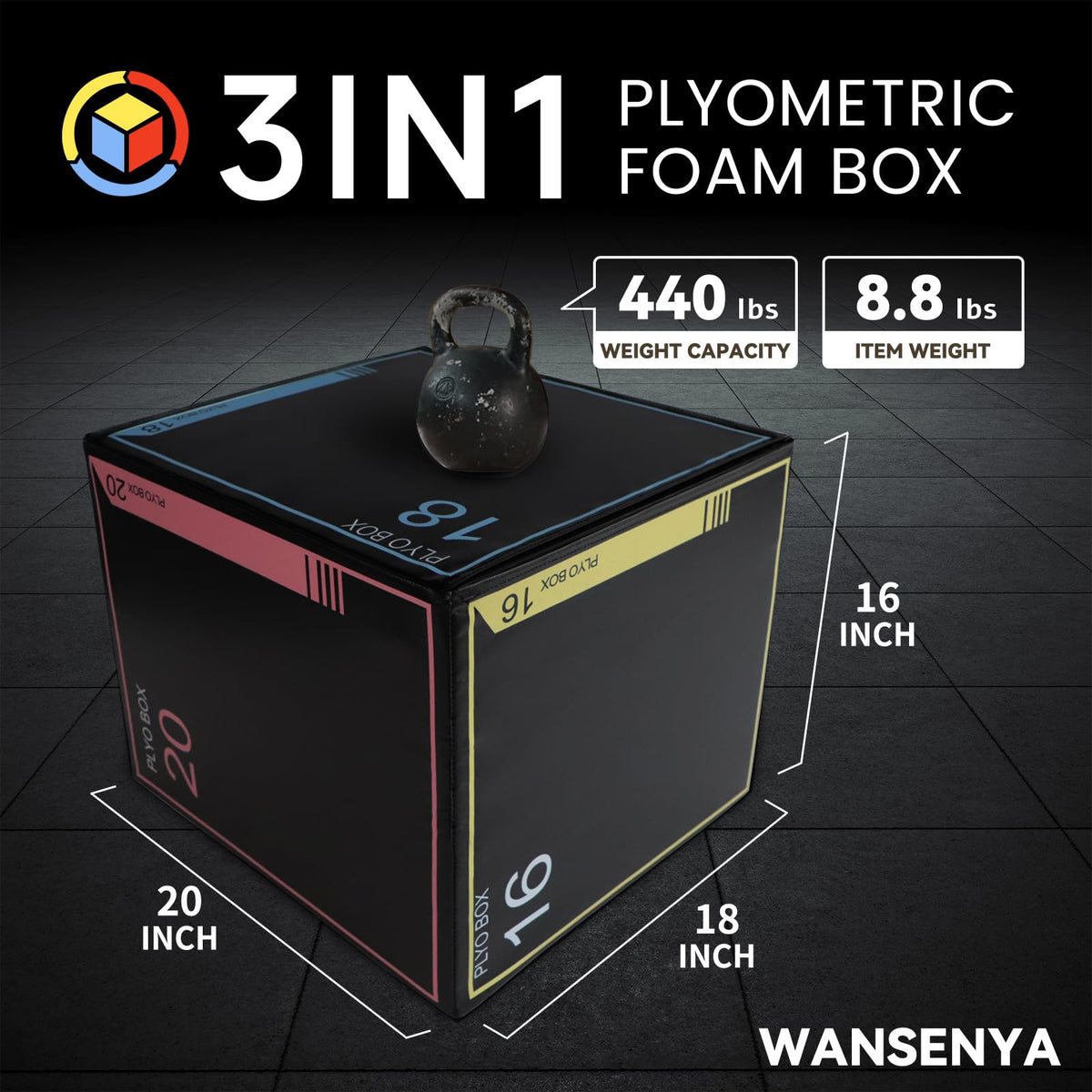 3-in-1 Non-Slip Foam Plyometric Jump Box V410