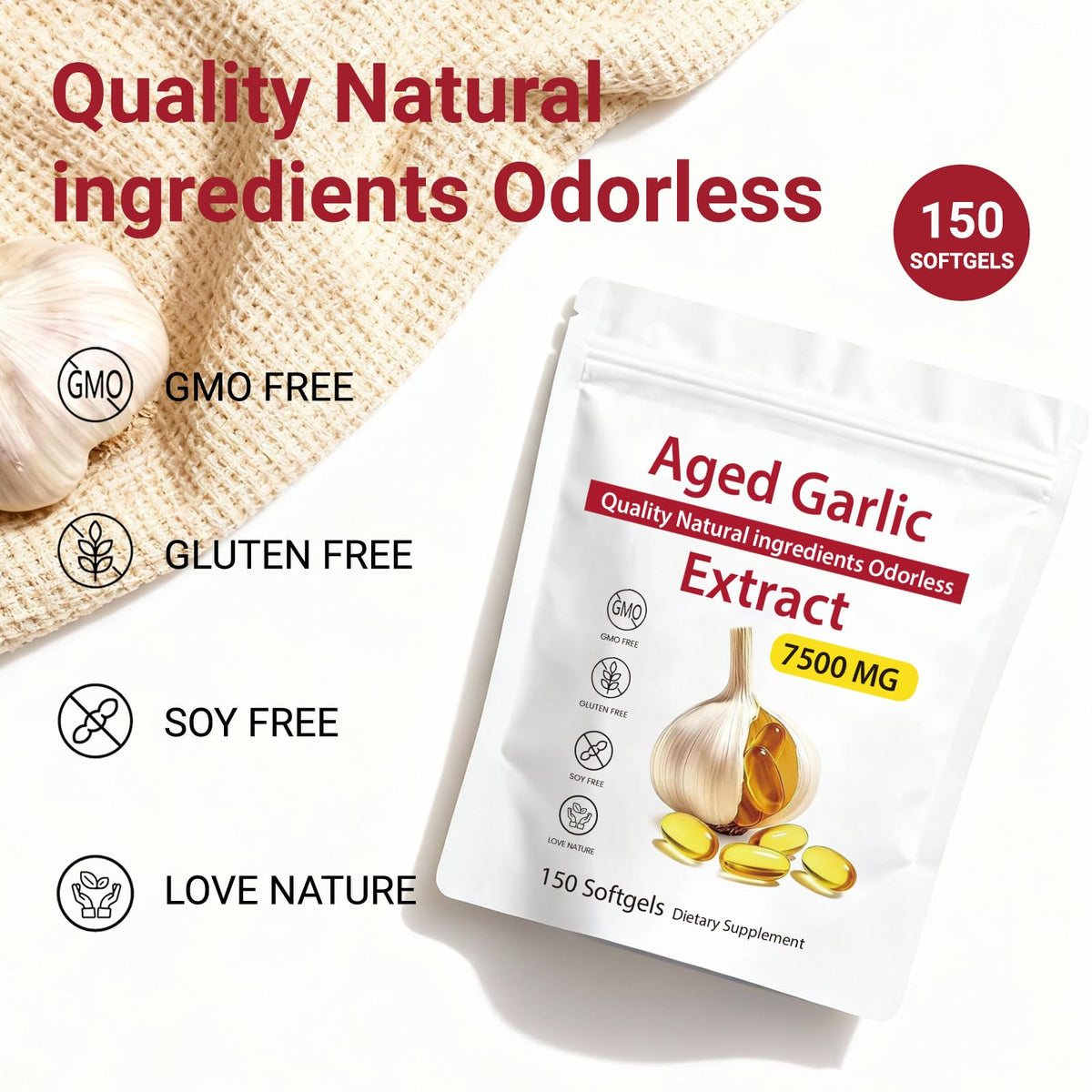 Odorless Aged Garlic Extract 7500mg Softgels G323164