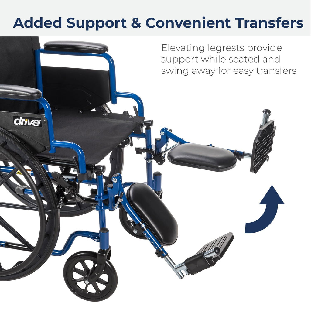 Blue Streak Foldable Wheelchair with Leg Rests M4958