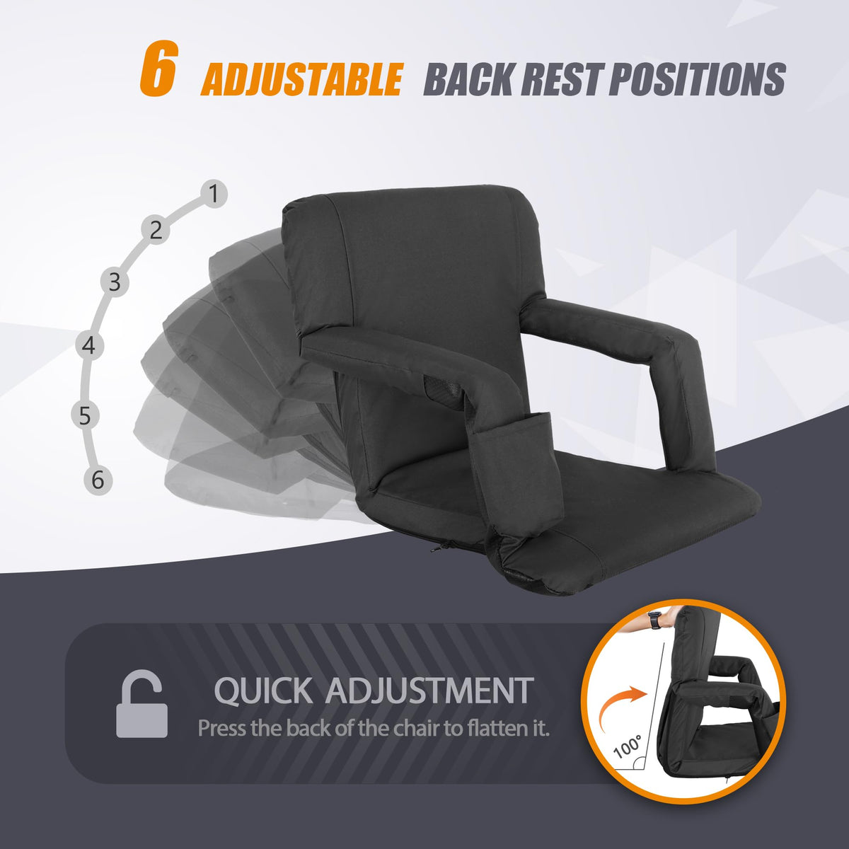 20.5"/25" Wide Padded Stadium Seat with Back Support N763303