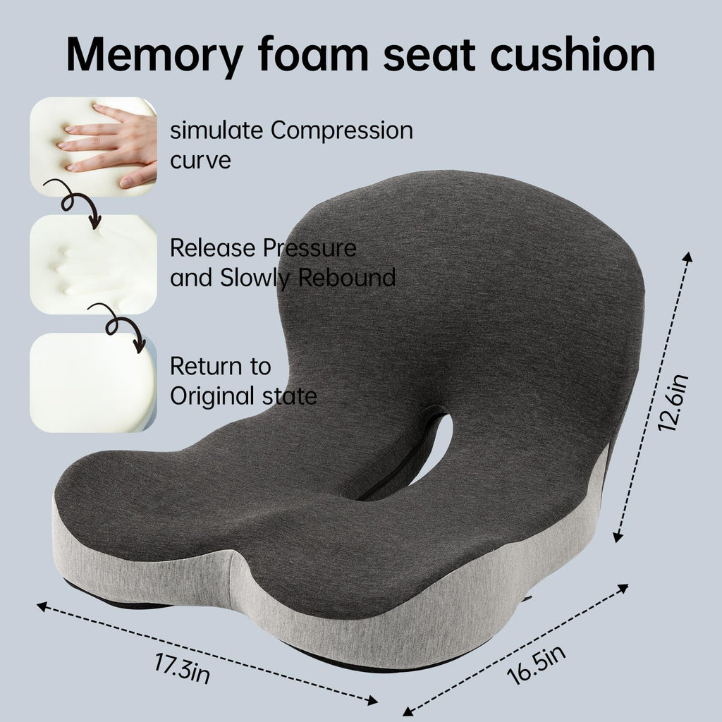 L-Shaped Memory Foam Seat Cushion with Back Support U1589