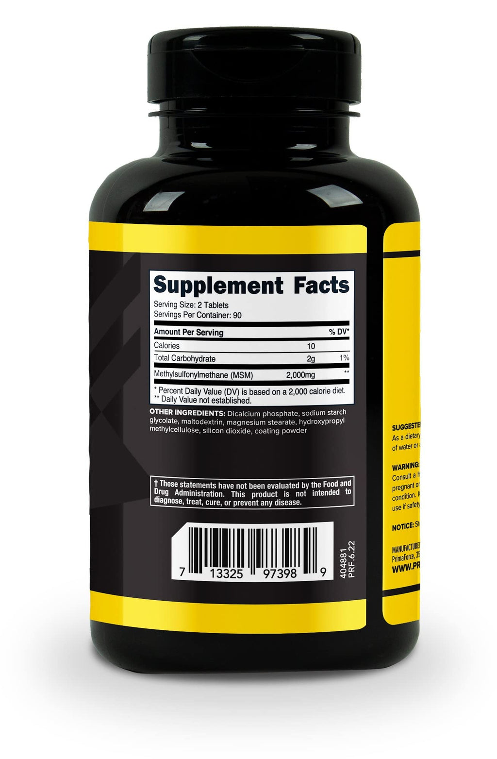 MSM Tablets 2000mg 180 Tablets L65934