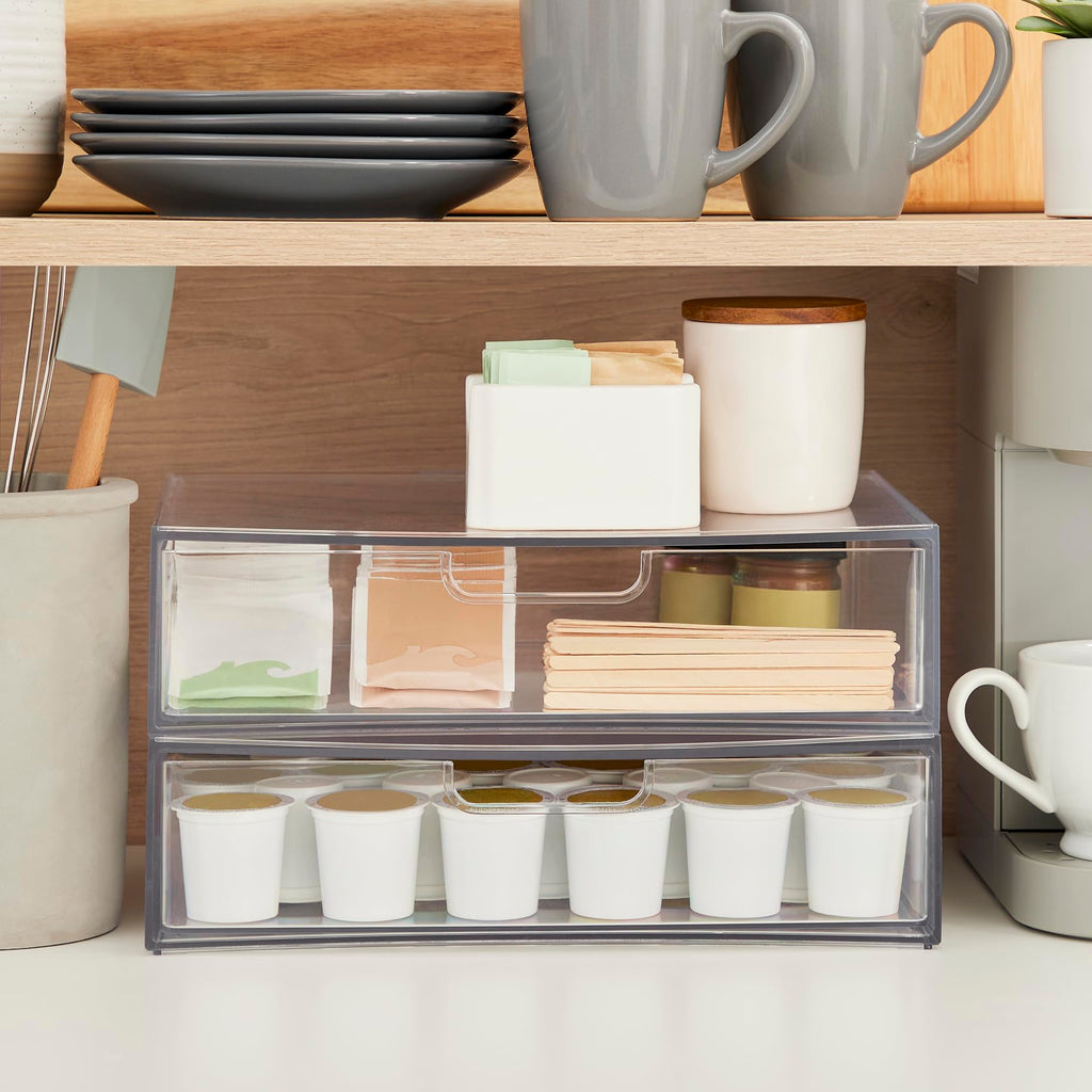 Clear Plastic Stackable Organizer Drawers Set of 2 D591