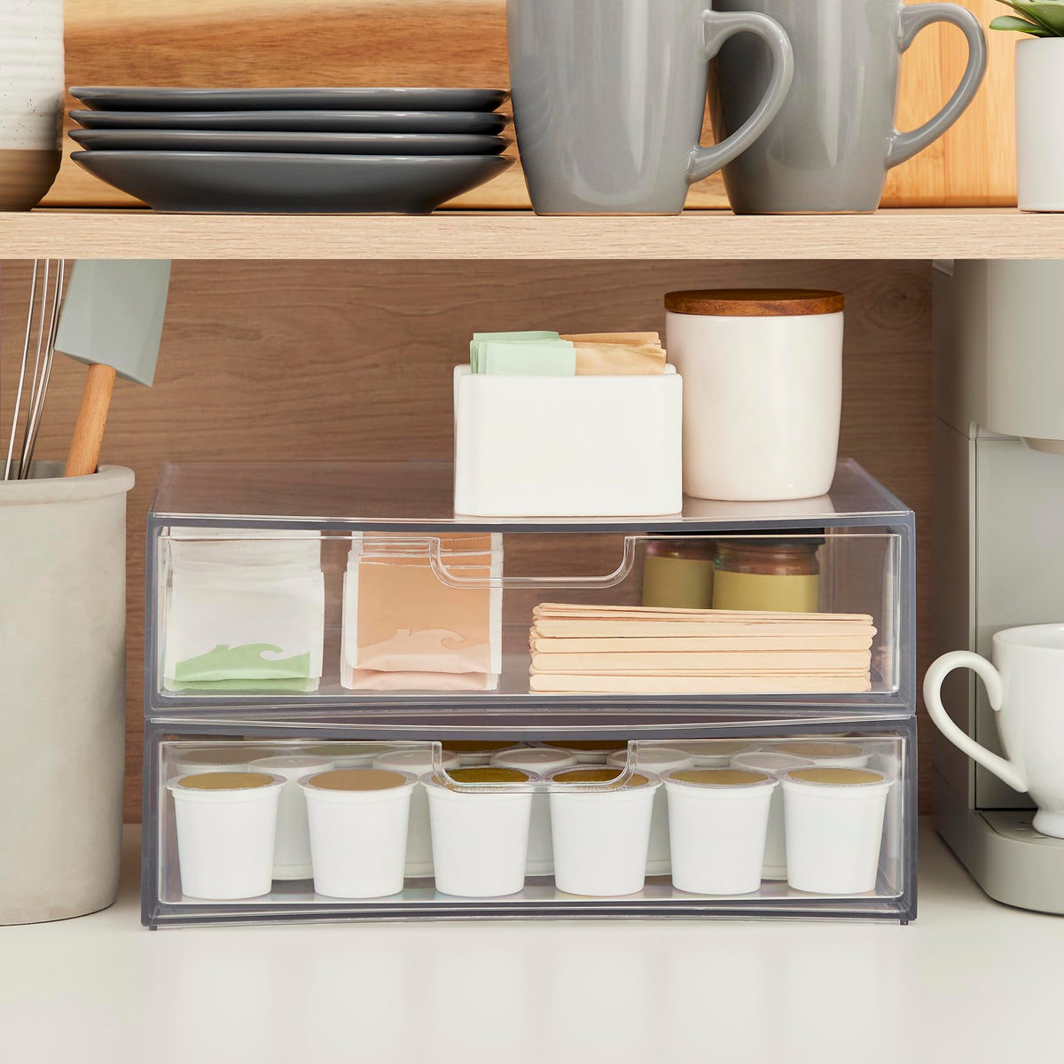 Clear Plastic Stackable Organizer Drawers Set of 2 D591