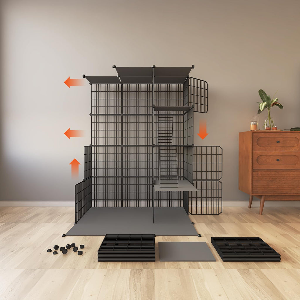 4-Tier Detachable Metal Wire Cat Cage A72186