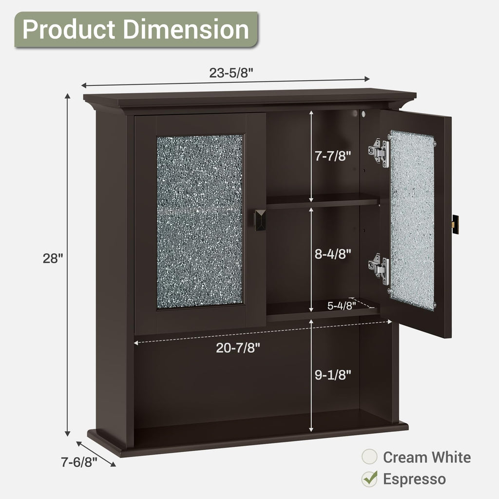 Wall Mount Medicine Cabinet with Tempered Glass Door G769624